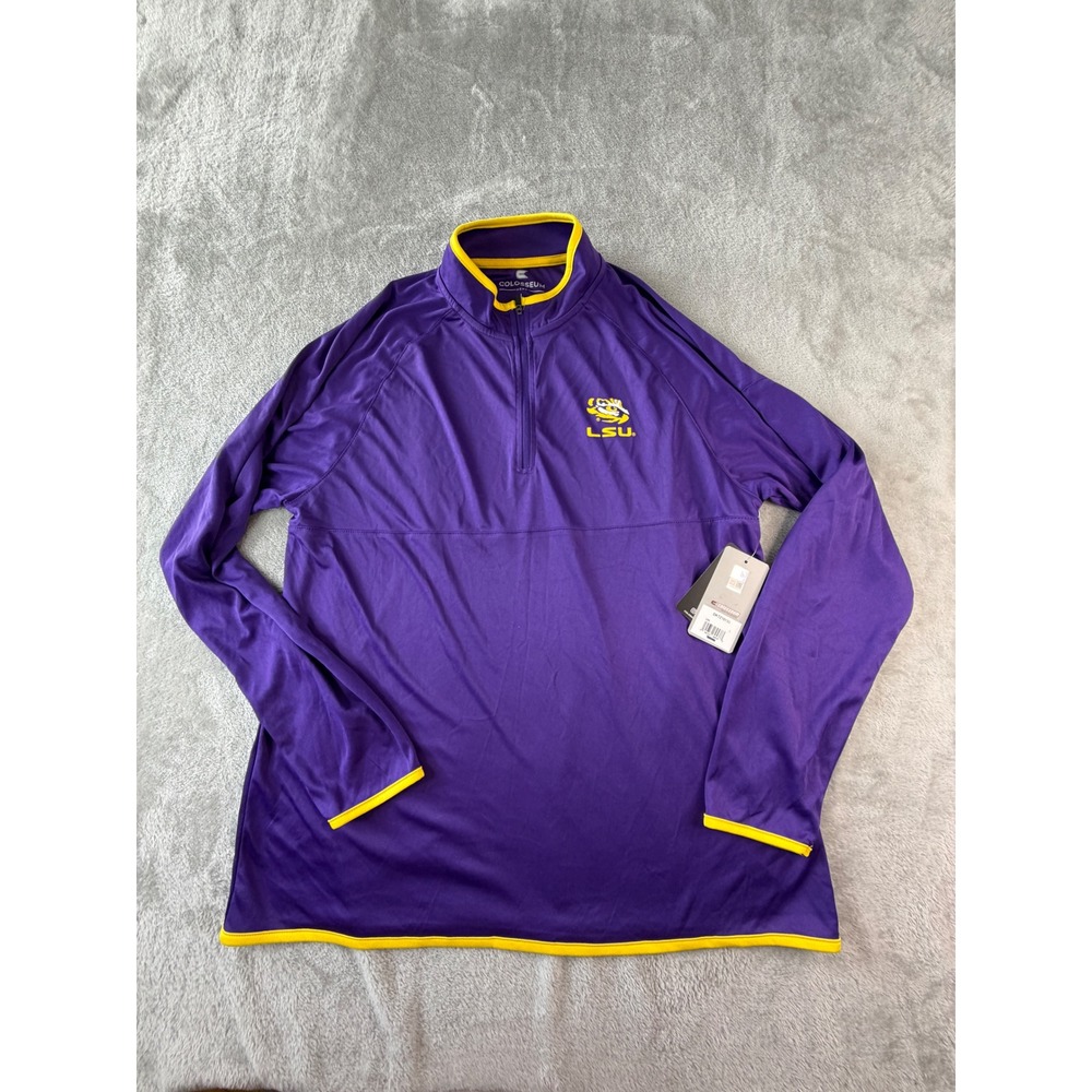 Colosseum 1/4 Zip Pullover Mens Large Purple LSU Tigers NCAA